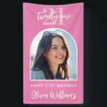 Modern Pink Elegant Photo 21st Birthday Sign<br><div class="desc">A simple modern photo 21st birthday banner sign featuring your personalized photo and details in an elegant minimalist design of pink and white color.</div>