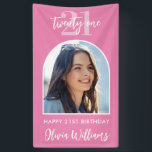 Modern Pink Elegant Photo 21st Birthday Sign<br><div class="desc">A simple modern photo 21st birthday banner sign featuring your personalized photo and details in an elegant minimalist design of pink and white color.</div>