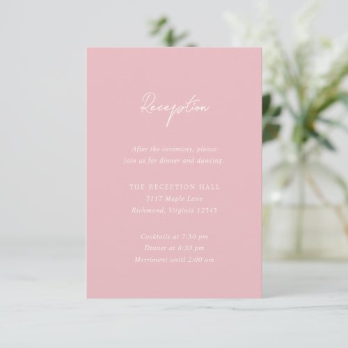 Modern Pink Elegant Wedding Enclosure Card