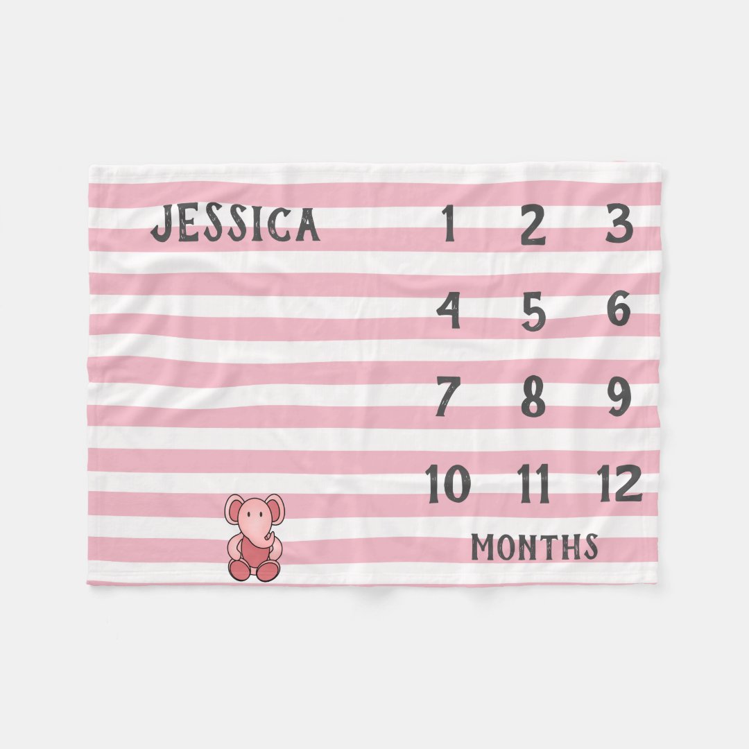Modern Pink Elephant Baby Milestone Blanket Zazzle