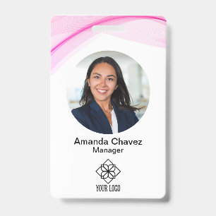 Modern Pink Employee Photo Badge