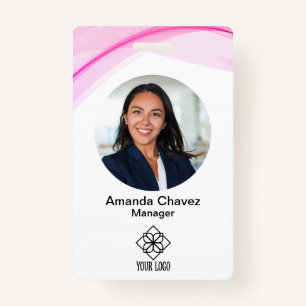 Modern Pink Employee Photo Badge
