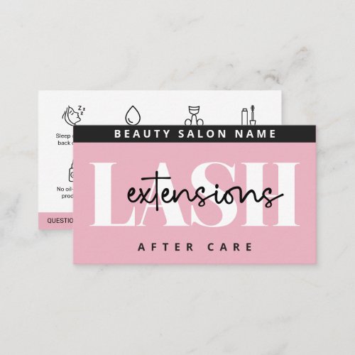 Modern Pink Eyelash Extensions Lash Aftercare Business Card