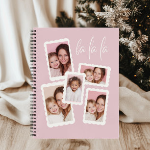 Modern Pink “Fa La La” Multi Photo Notebook