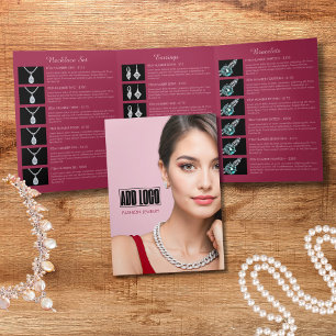 Modern Pink Fashion Jewelry Business Logo Brochure