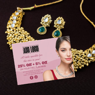 Modern Pink Fashion Jewelry Business Logo Discount Card