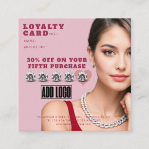 Modern Pink Fashion Jewelry Business Logo Loyalty Card