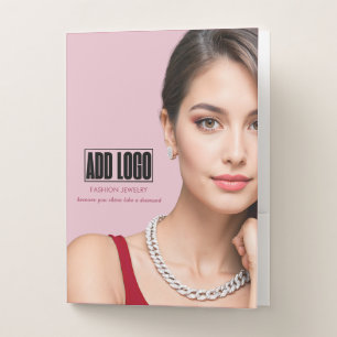 Modern Pink Fashion Jewelry Business Logo Pocket Folder