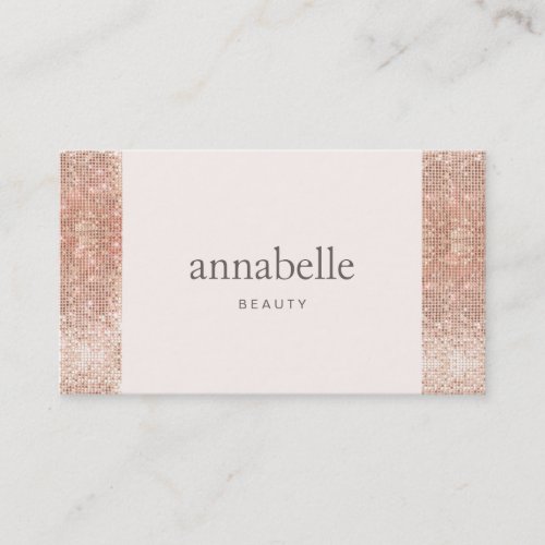 Modern Pink Faux Rose Gold Sequin Beauty Salon Business Card