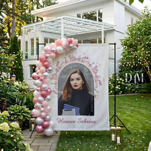 Modern Pink feminine Graduate silhouette Backdrops