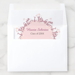 Modern Pink feminine Graduate silhouette Border Envelope Liner