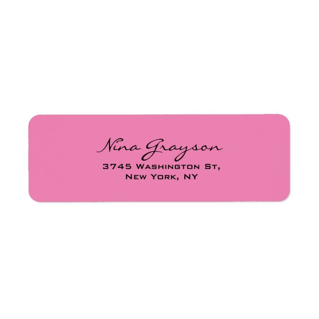 Modern Pink Feminine Simple Plain Elegant Label (Front)