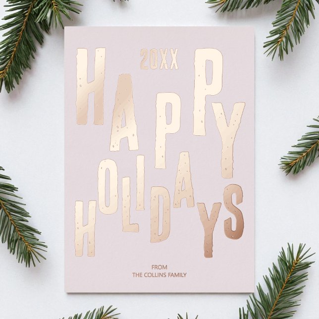 Modern Pink Festive Happy Holidays Christmas Foil Holiday Card (Modern Pink Festive Happy Holidays Christmas Foil Holiday Card)