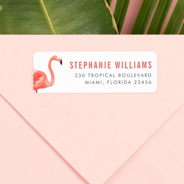 Modern Pink Flamingo Bold Name & Return Address Label (Creator Uploaded)