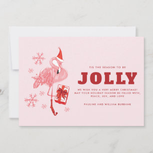 Modern Pink Flamingo Custom Christmas Holiday Card