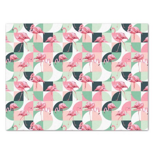 Modern Pink Flamingo Geometric Girly Chic Pattern Tissue Paper