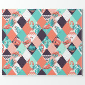 Modern Pink Flamingo Geometric Girly Chic Pattern Wrapping Paper (Flat)