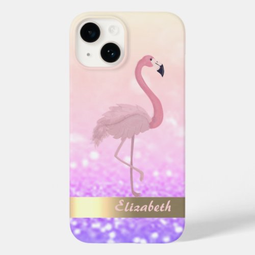 Modern Pink Flamingo Glitter Bokeh  Case_Mate iPhone 14 Case