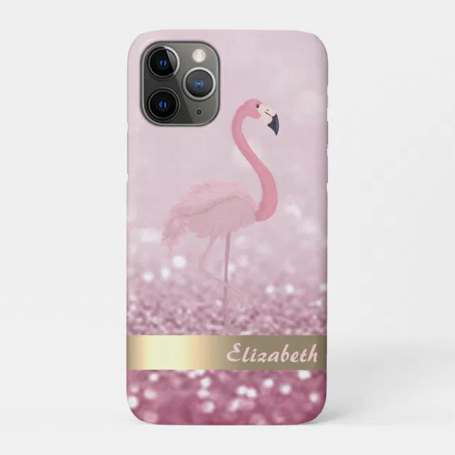 Modern Pink Flamingo Glitter Bokeh - Personalized Case-Mate iPhone Case ...