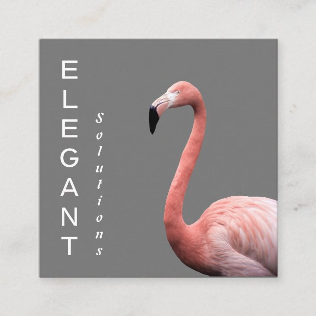 Modern Pink Flamingo Minimalist Square Business Ca Card (Front)