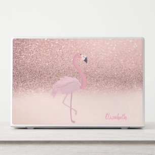 Modern Pink Flamingo Rose Gold Glitter Ombre HP Laptop Skin
