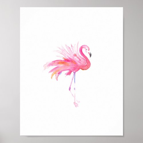 Modern Pink Flamingo Tropical Watercolor  Poster