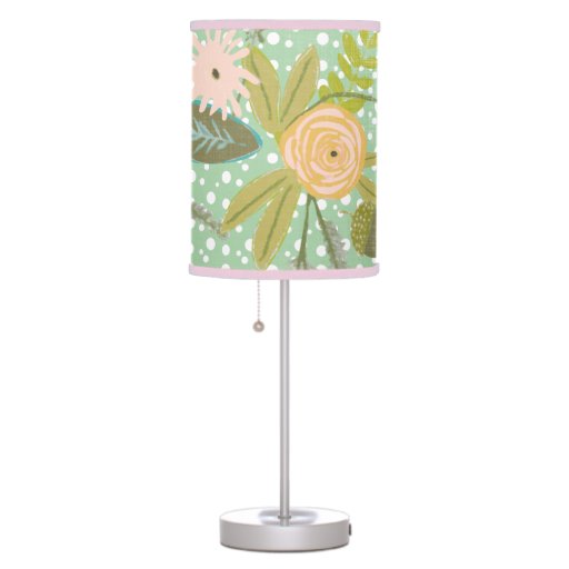 Modern Pink Flora and Acorn Woodland Lamp | Zazzle