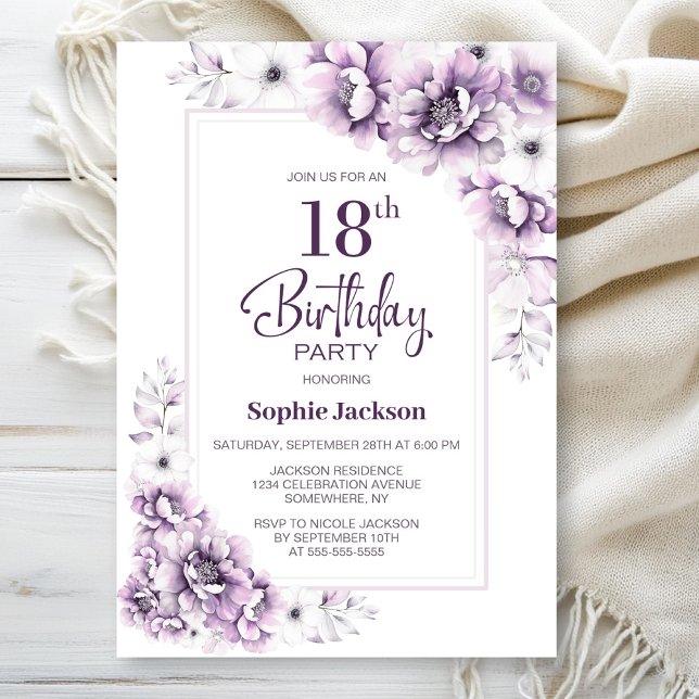 Modern Pink Floral 18th Birthday Party Invitation (Creator Uploaded)
