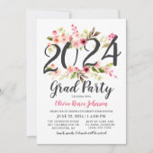 Modern Pink Floral 2024 Grad Party Graduation Invitation (Front)
