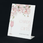 Modern Pink Floral Bridal Shower Gift & Cards Pedestal Sign<br><div class="desc">A graceful detail for the gift table, this Cards & Gifts sign brings the signature Petals & Prosecco charm into your event styling. With delicate watercolor florals and a pink prosecco glass, it blends seamlessly into modern bridal showers, bridesmaid luncheons, or engagement gatherings. Pairs beautifully with matching signage, favor tags,...</div>