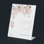 Modern Pink Floral Bridal Shower Gift & Cards Pedestal Sign<br><div class="desc">A graceful detail for the gift table, this Cards & Gifts sign brings the signature Petals & Prosecco charm into your event styling. With delicate watercolor florals and a pink prosecco glass, it blends seamlessly into modern bridal showers, bridesmaid luncheons, or engagement gatherings. Pairs beautifully with matching signage, favor tags,...</div>