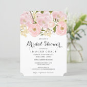 Modern Pink Floral Bridal Shower Invitation (Standing Front)
