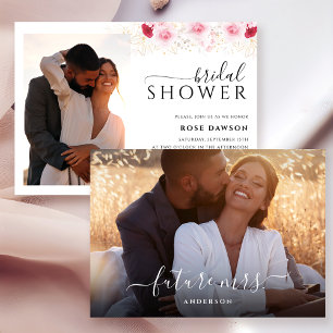 Modern Pink Floral Bridal Shower Invitation