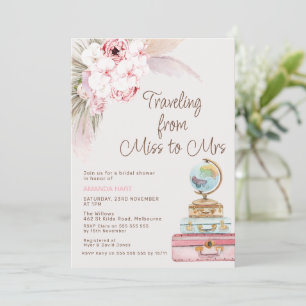 Modern Pink Floral Bridal Shower Miss to Mrs Invitation