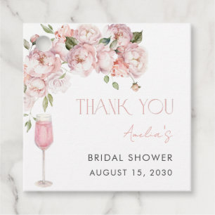 Modern Pink Floral Bridal Shower Thank You Favor Tags