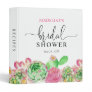 Modern Pink Floral Cactus Bridal Shower Recipe 3 Ring Binder