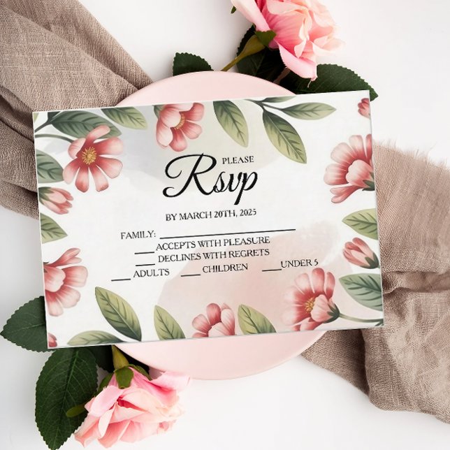 Modern Pink Floral Designer RSVP Cards (Creator Uploaded)