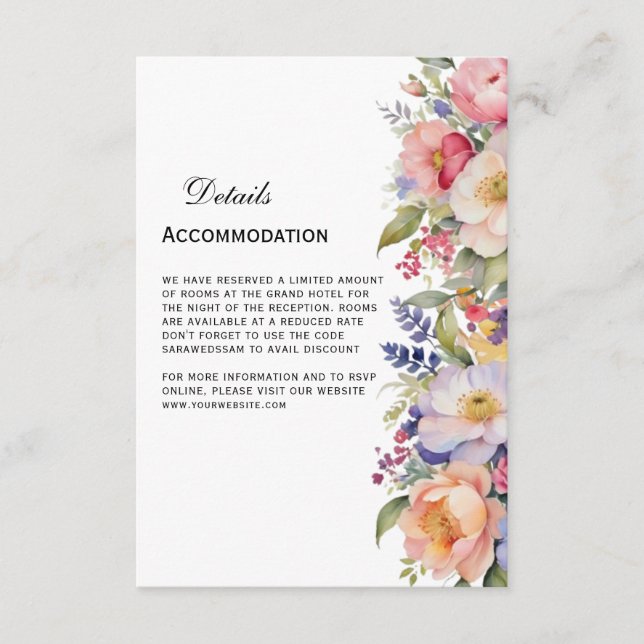 Modern Pink Floral Details Muslim Invitation (Front)