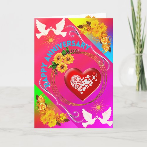 Modern Pink Floral Doves Boho Elegant Chic Trindy  Thank You Card