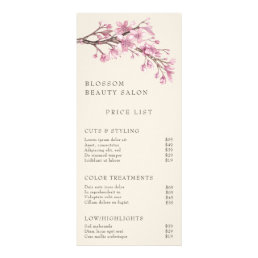 Modern Pink Floral Elegant Price List Rack Card