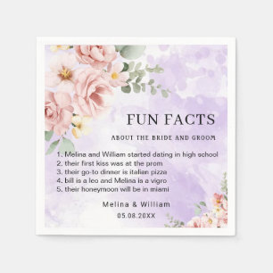 Modern Pink Floral Fun Facts Wedding  Napkins