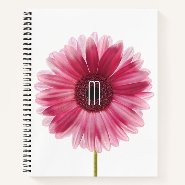 Modern Pink Floral Gerbera Daisy Notebook (Front)