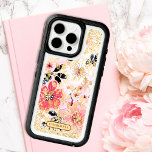 Modern Pink Floral Glitter Chic Personalized Name iPhone 15 Pro Max Case<br><div class="desc">Modern Pink Floral Glitter Chic Personalized Name iPhone 15 Pro Max Smart Phone Cases features a pink and white floral pattern accented with faux gold glitter background with your personalized name in elegant script typography. Perfect as a gift for Christmas, birthday, Mother's Day, best friends, sister and more. Designed by...</div>