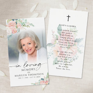 Modern Pink Floral God's Garden Prayer Card