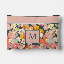 Modern Pink Floral Monogram Initial