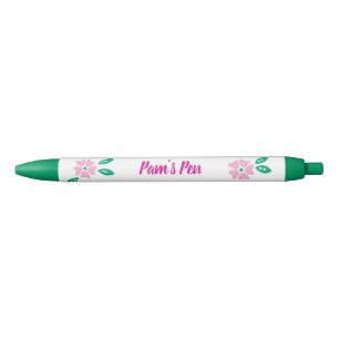 Modern Pink Floral Name Pen