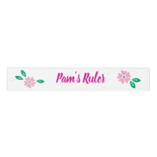 Modern Pink Floral Name Ruler