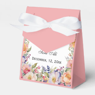 Modern Pink Floral Nikah Muslim Invitation Favor Boxes