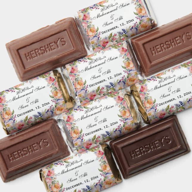 Modern Pink Floral Nikah Muslim invitation Hershey's Miniatures (Assorted)