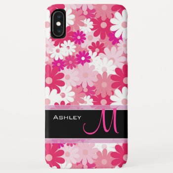 Modern Pink Floral Pattern Daisy Flowers Monogram Iphone Xs Max Case by CityHunter at Zazzle